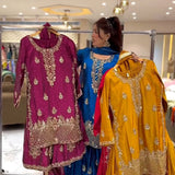 Trendy Silk Embroidered Suit