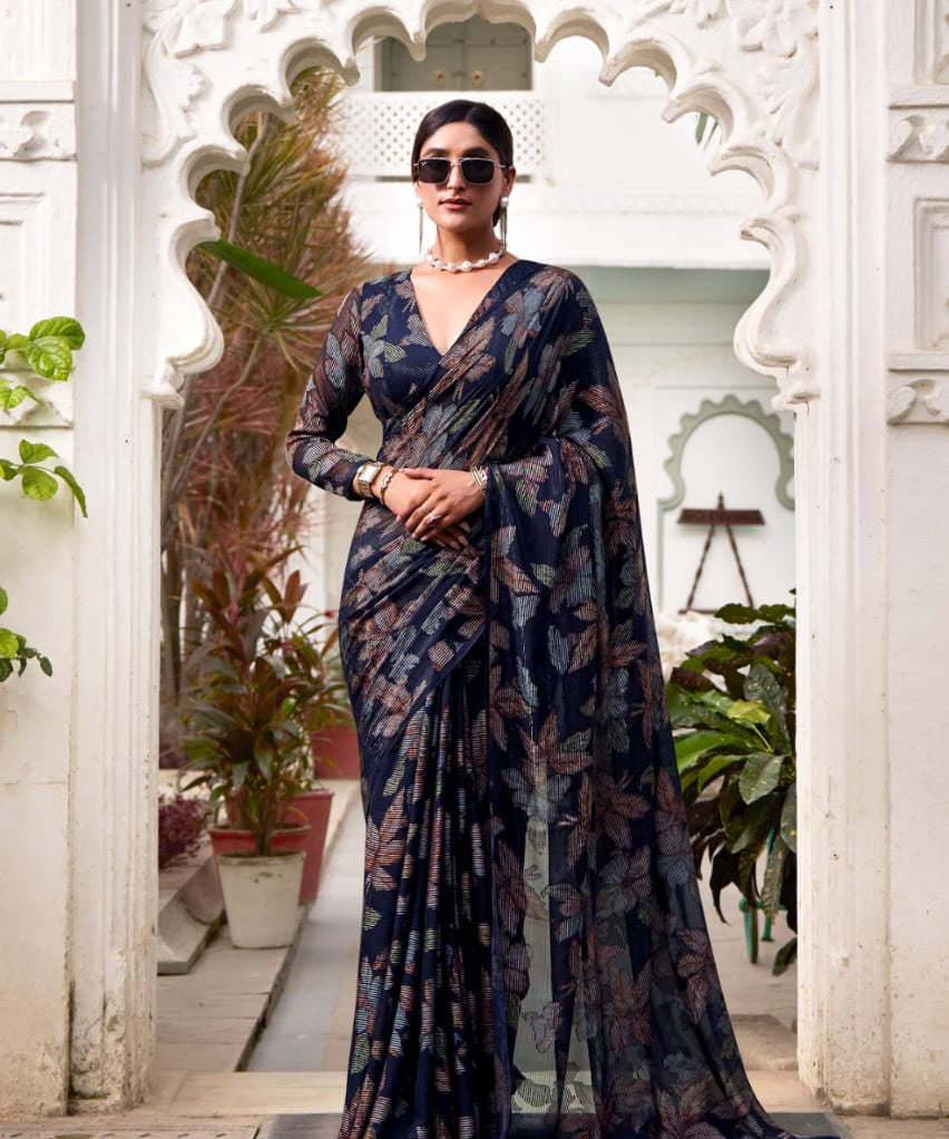 Lurex Blooming Floral Brasso Saree