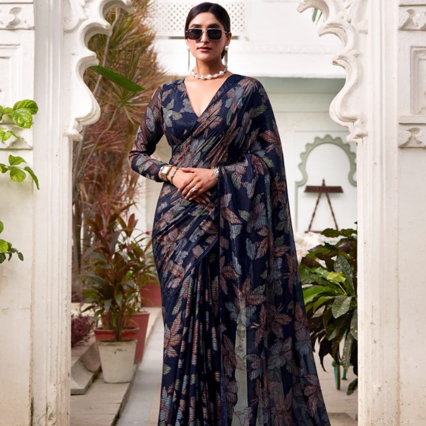 Lurex Blooming Floral Brasso Saree