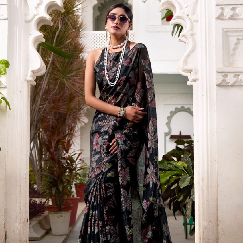 Lurex Blooming Floral Brasso Saree