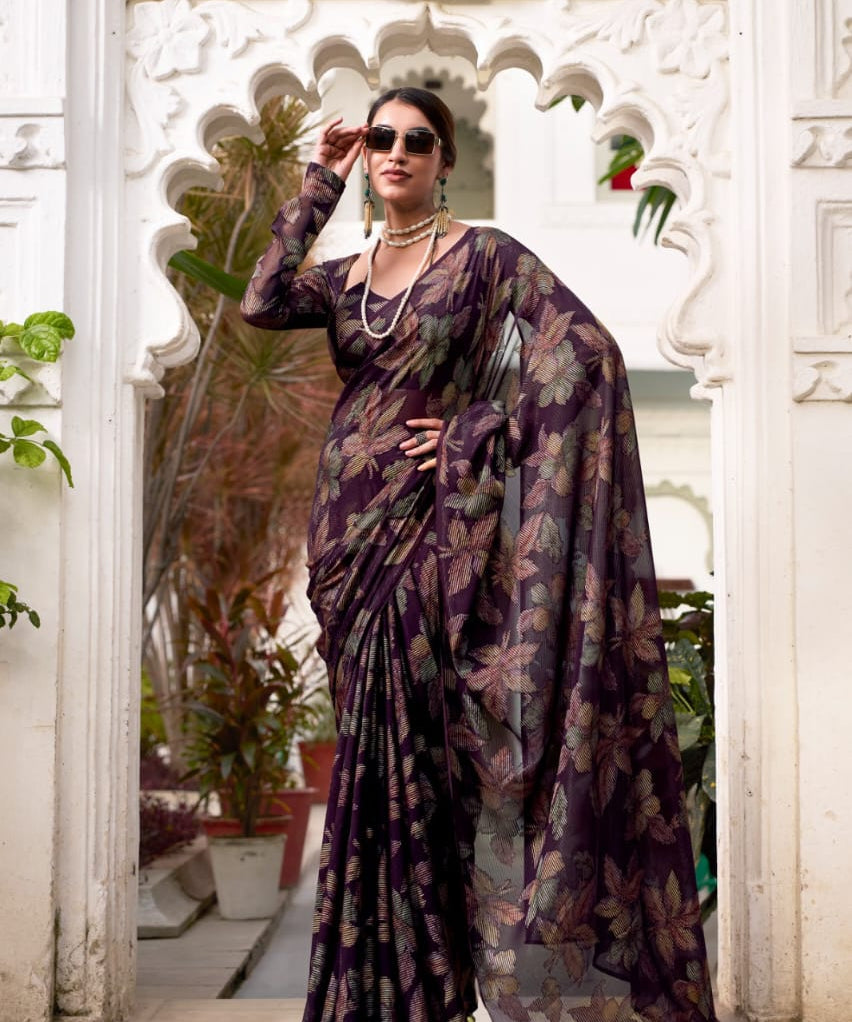 Lurex Blooming Floral Brasso Saree