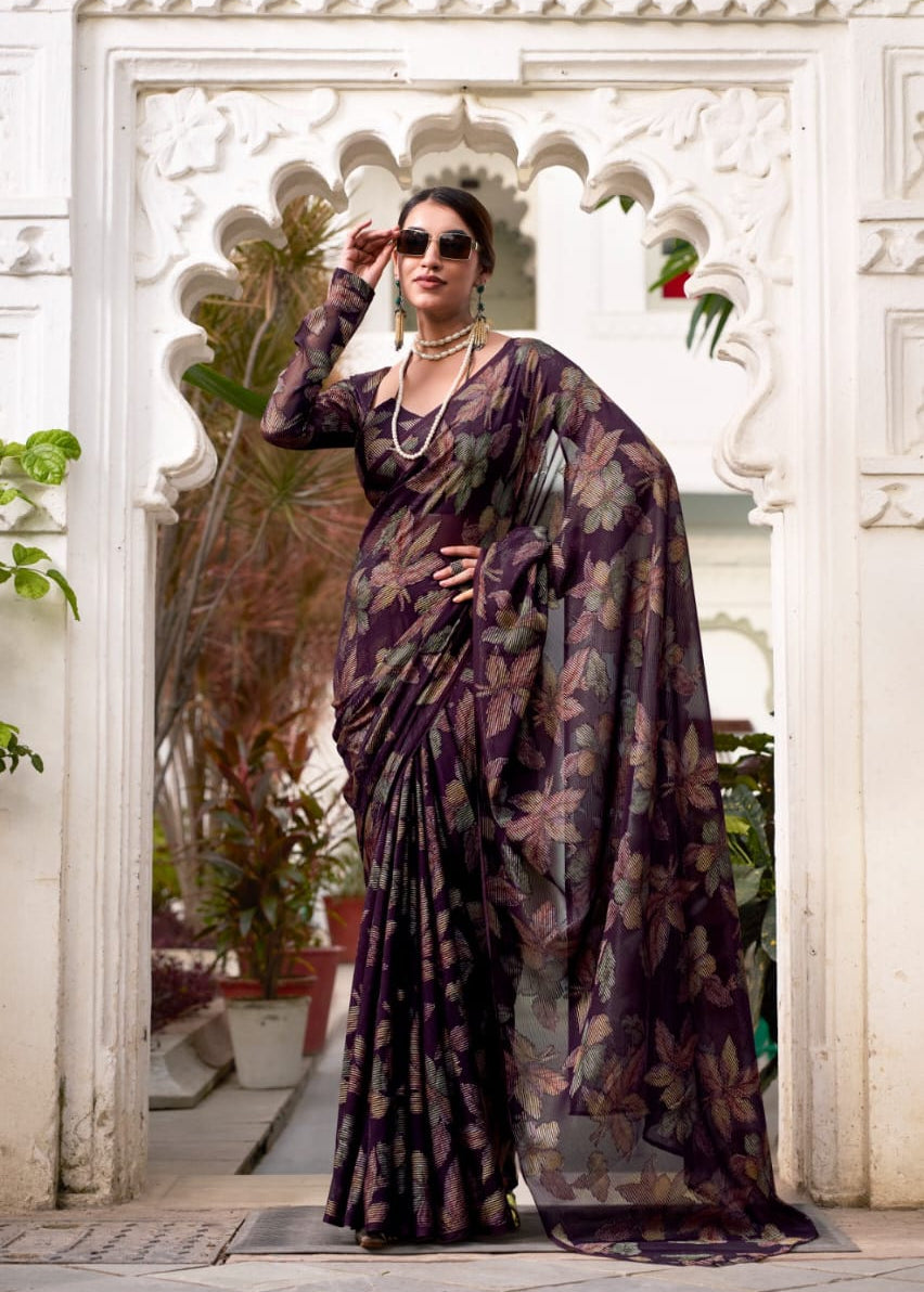 Lurex Blooming Floral Brasso Saree