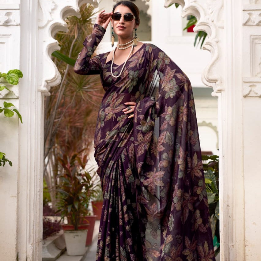 Lurex Blooming Floral Brasso Saree