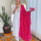 White Classic Viscose Straight Suit