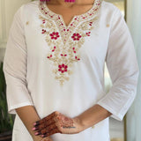 White Classic Viscose Straight Suit