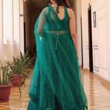 Teal Blue Bridal Soft Net Lehenga