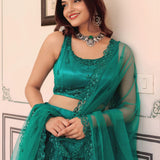 Teal Blue Bridal Soft Net Lehenga