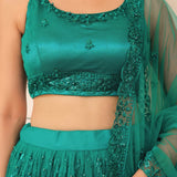 Teal Blue Bridal Soft Net Lehenga