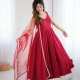 Festive Roman Silk Anarkali Suit