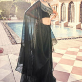 Black Organza Ruffle Saree