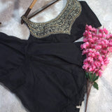 Black Organza Ruffle Saree
