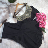 Black Organza Ruffle Saree