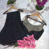 Black Organza Ruffle Saree