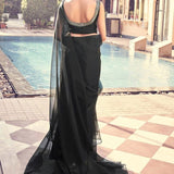 Black Organza Ruffle Saree