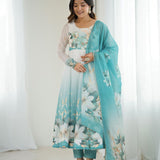 Designer Flower Print Anarkali Suit