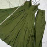 Olive Designer Silk Anarkali Suit