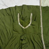 Olive Designer Silk Anarkali Suit