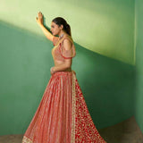 Dazzle Orange Embroidered Lehenga