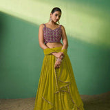 Elevate Georgette Olive Lehenga