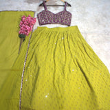 Elevate Georgette Olive Lehenga