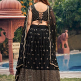 Adorned Black Georgette Lehenga