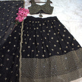 Adorned Black Georgette Lehenga