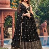 Adorned Black Georgette Lehenga