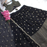 Adorned Black Georgette Lehenga