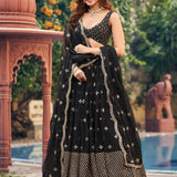 Adorned Black Georgette Lehenga