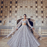 Grey Glitter Embroidered Lehenga