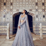 Grey Glitter Embroidered Lehenga