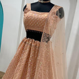 Glowing Peach Net Lehenga Choli