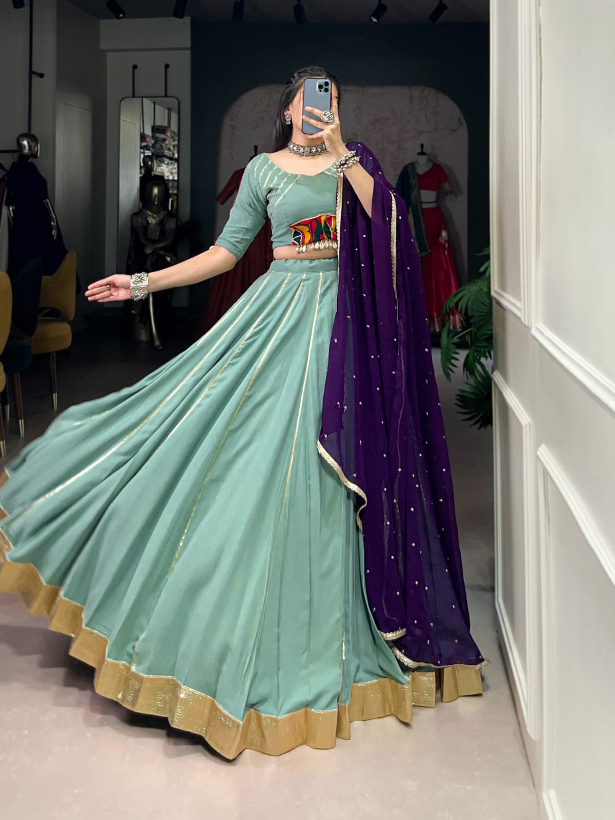 Festive Embossed Reyon Lehenga