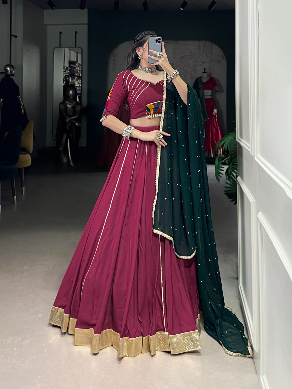 Festive Embossed Reyon Lehenga