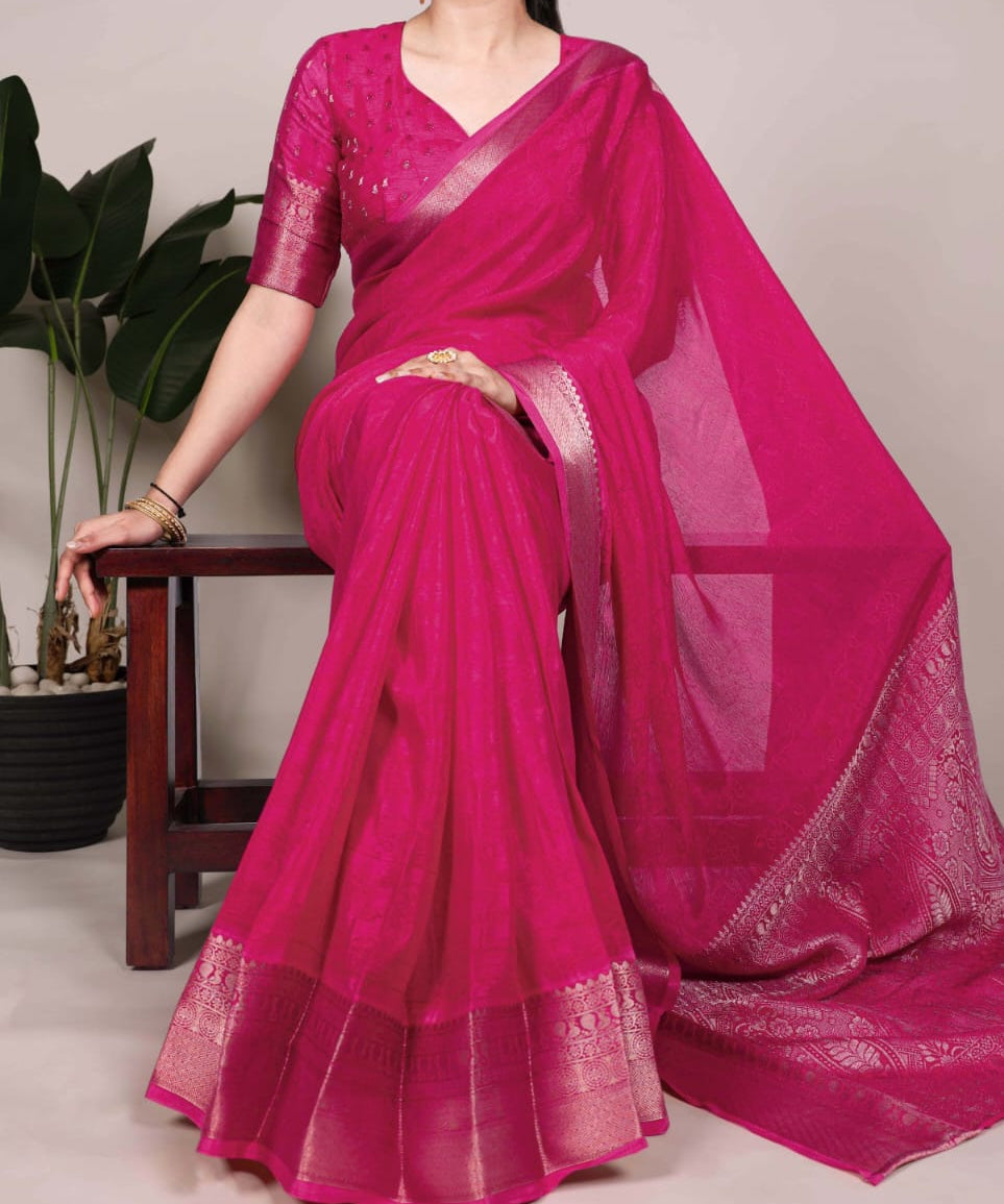 Charming Zari Weaving Saree