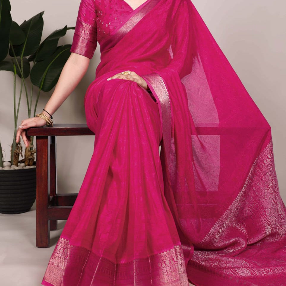Charming Zari Weaving Saree
