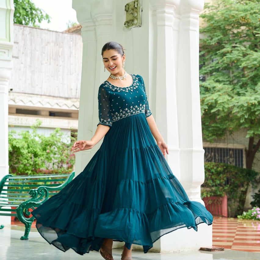 Blooming Raffle Anarkali Gown
