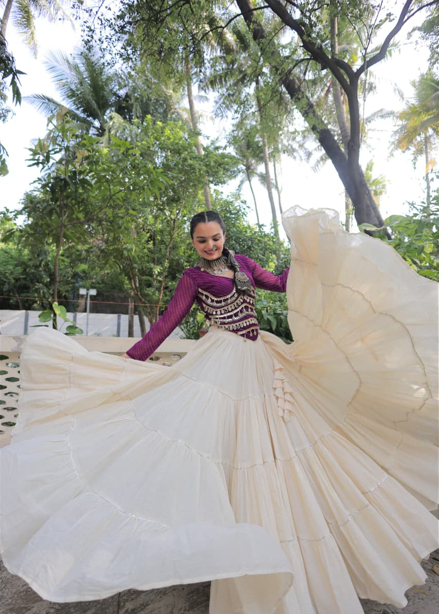 Festive Bandhej Kora Cotton Lehenga