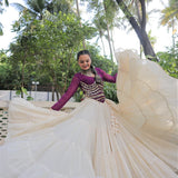 Festive Bandhej Kora Cotton Lehenga