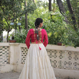 Festive Bandhej Kora Cotton Lehenga