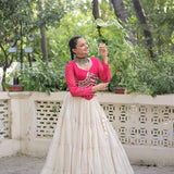 Festive Bandhej Kora Cotton Lehenga