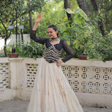 Festive Bandhej Kora Cotton Lehenga