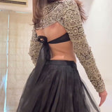Black Designer Organza Lehenga