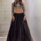 Black Designer Organza Lehenga