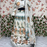 Beautiful White Printed Lehenga