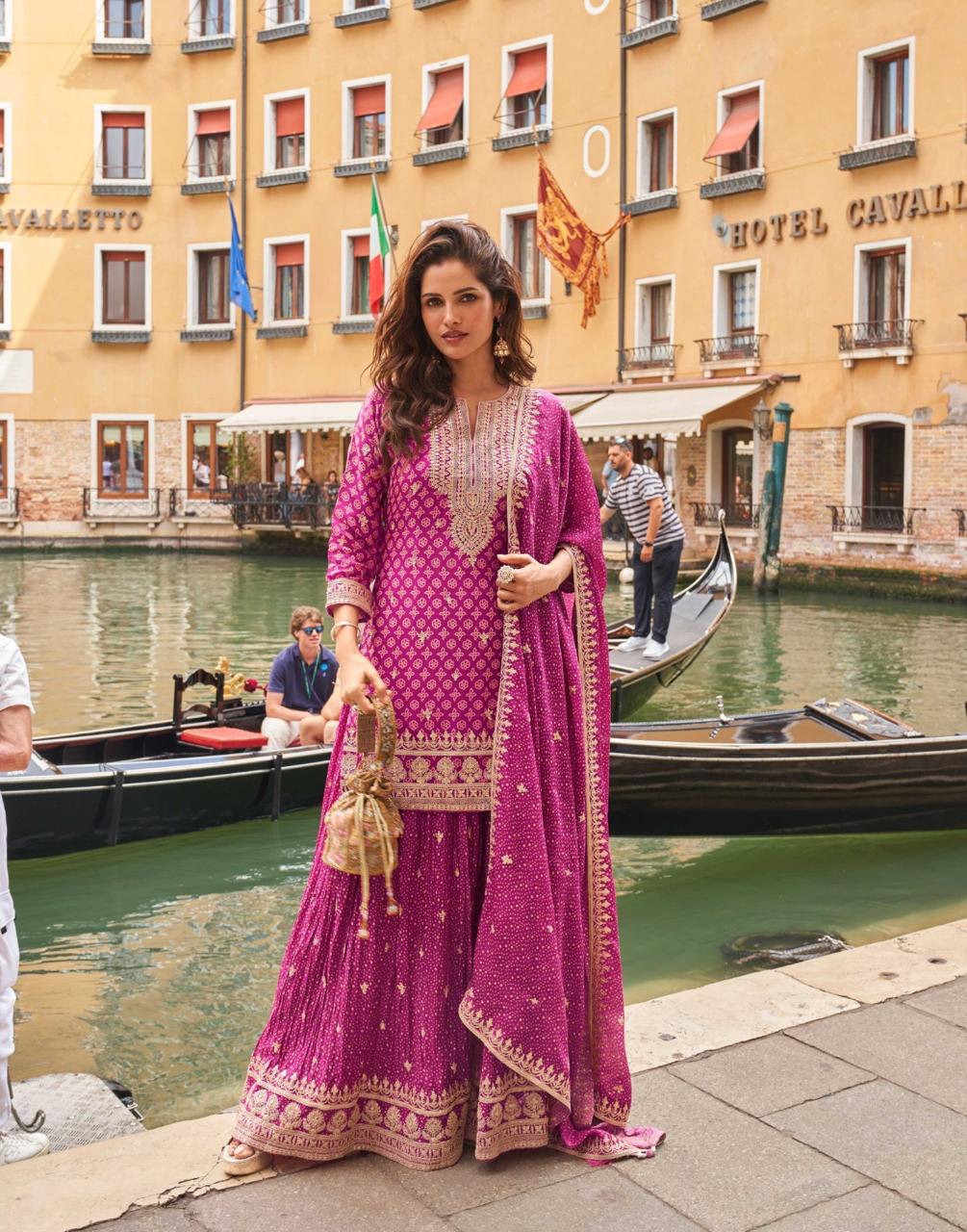 Meena Glorious Chinon Silk Suit