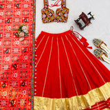 Reddish Traditional Rayon Lehenga