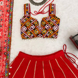 Reddish Traditional Rayon Lehenga