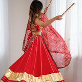 Reddish Traditional Rayon Lehenga
