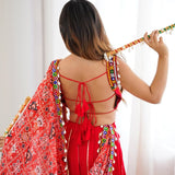 Reddish Traditional Rayon Lehenga